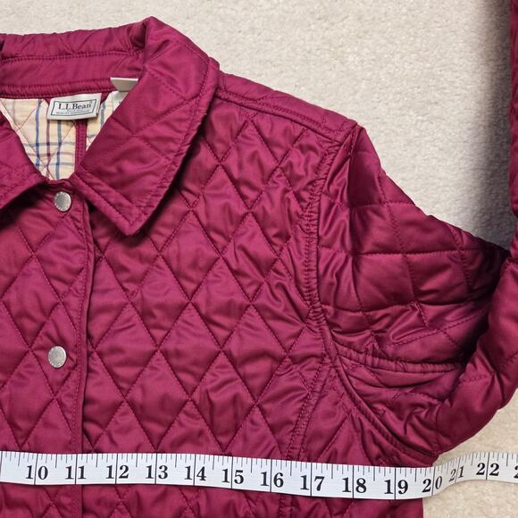 EUC LL Bean Women's M Quilted Lined Long Sleeve Snap Front Jacket Burgundy - Picture 12 of 16